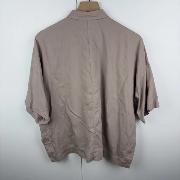 Everlane Drapey Square Shirt Burnt Sugar Tan Taupe Tencel Lyocell Boxy Small - Picture 8 of 9